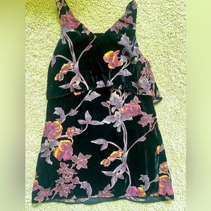 Everly Black Floral velvet mini dress.